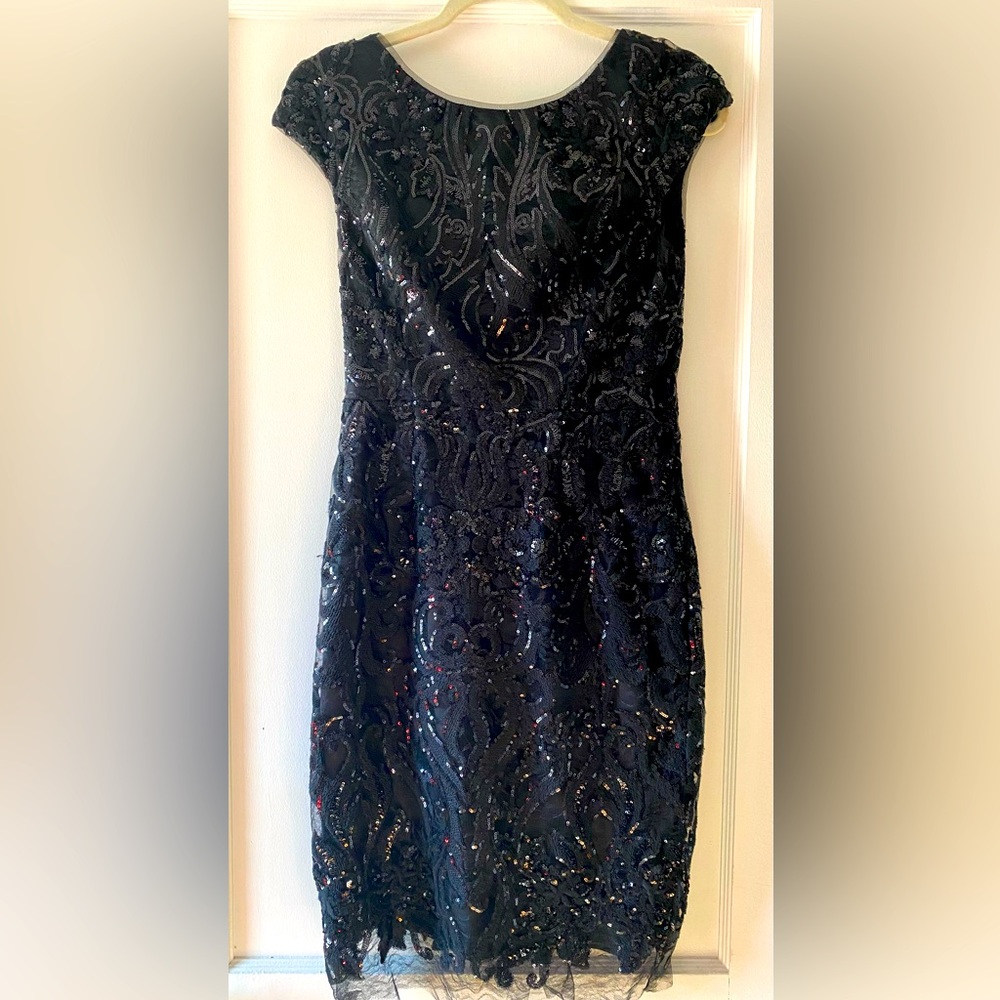 Vera Wang cap sleeve sequin cocktail dress